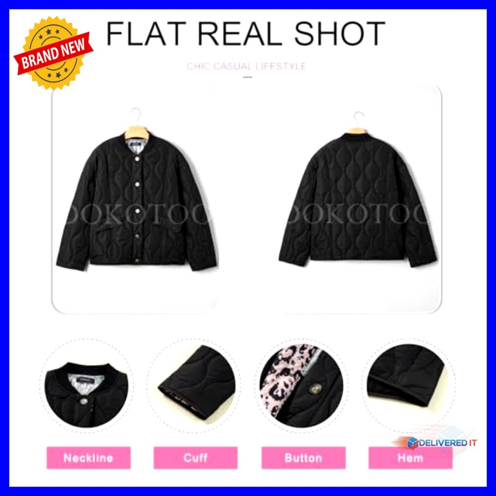 Quilted Puffer Jacket Button Down Leopard Print C… - image 5